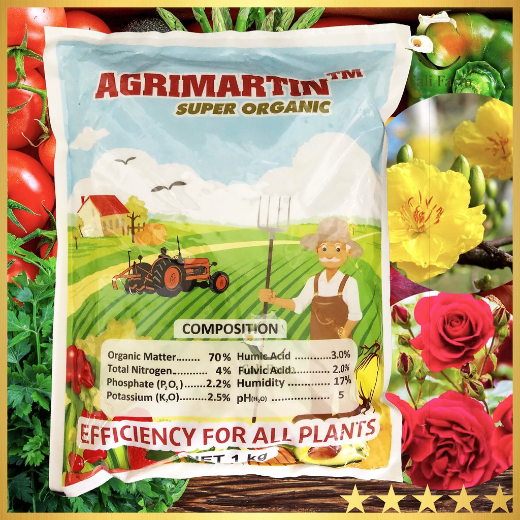 PHÂN HỮU CƠ AGRIMARTIN - CHUYÊN HOA CÂY CẢNH (BAO 1KG)- NGUYÊN LIỆU NHẬP KHẨU TỪ BỈ