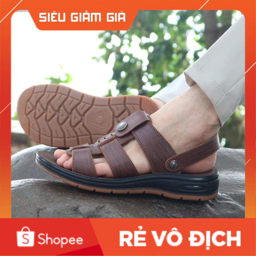 Dép Da Nam DA BÒ NGUYÊN TẤM-Sandal Nam Đế Cao-Tăng Cao 3.5cm-Dép Da Nam 2021 Thoáng Mát-Chất Lượng