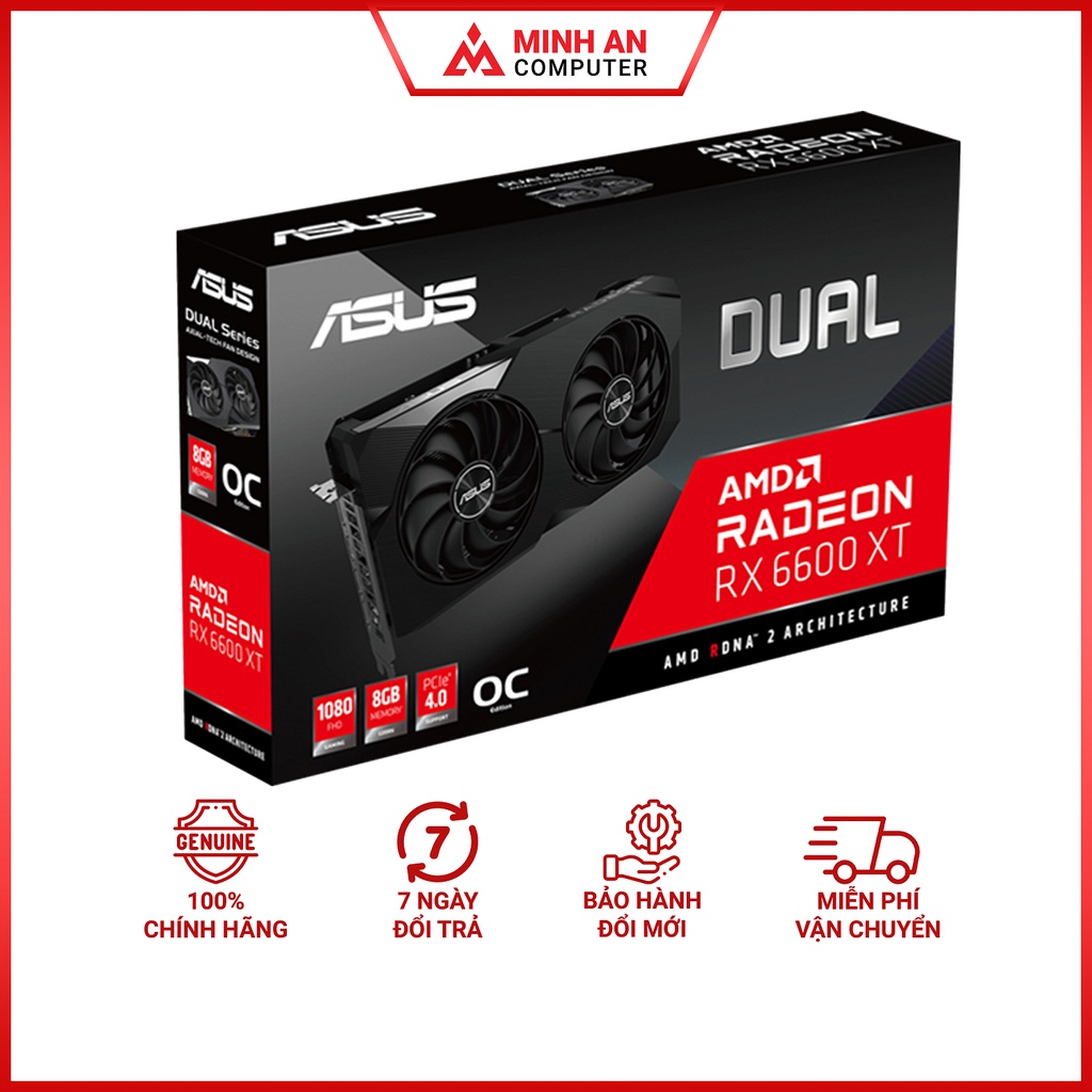 VGA Asus Radeon RX 6600 XT OC 8GB (DUALRX6600XTO8G) Hàng chính hãng