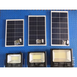 Đèn Năng Lượng Mặt Trời 200W-300W-400W Solar Light- Tấm pin rời công suất lớn có remote dây dài 5m- Có vạch báo Pin