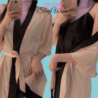Áo choàng ngủ nữ vải lụa cao cấp có kèm đầm dây sexy bên trong
