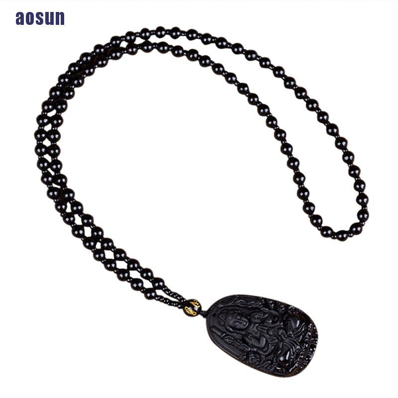 Mặt Dây Chuyền Hình Bàn Tay Phật Bằng Đá Obsidian Tự Nhiên