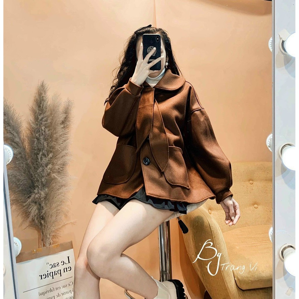 Áo khoác dạ cổ nơ hot trend | BigBuy360 - bigbuy360.vn