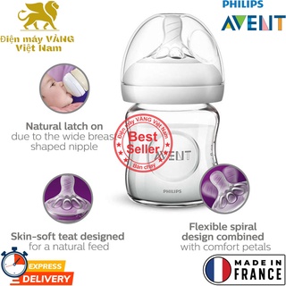 Bình sữa thủy tinh Philips Avent SCF671/13 120ml thiết kế tự nhiên dành cho trẻ sơ sinh