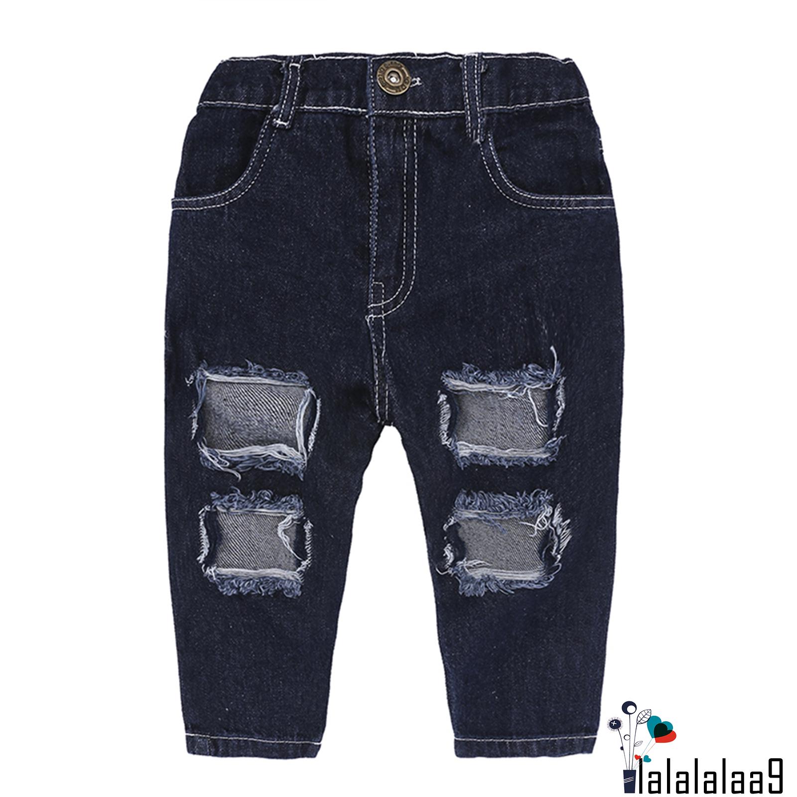 Set Đồ Mùa Hè 2 Món Gồm Áo Hở Vai Màu Trơn + Quần Jeans Rách Cho Bé Gái 9 Tháng Đến 7 Tuổi