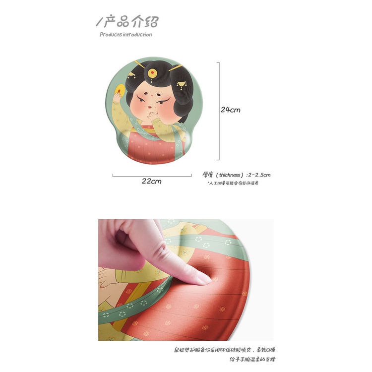 Miếng Lót Chuột Có Đệm Cổ Tay Họa Tiết 3d Dễ Thương Phong Cách Trung Hoa