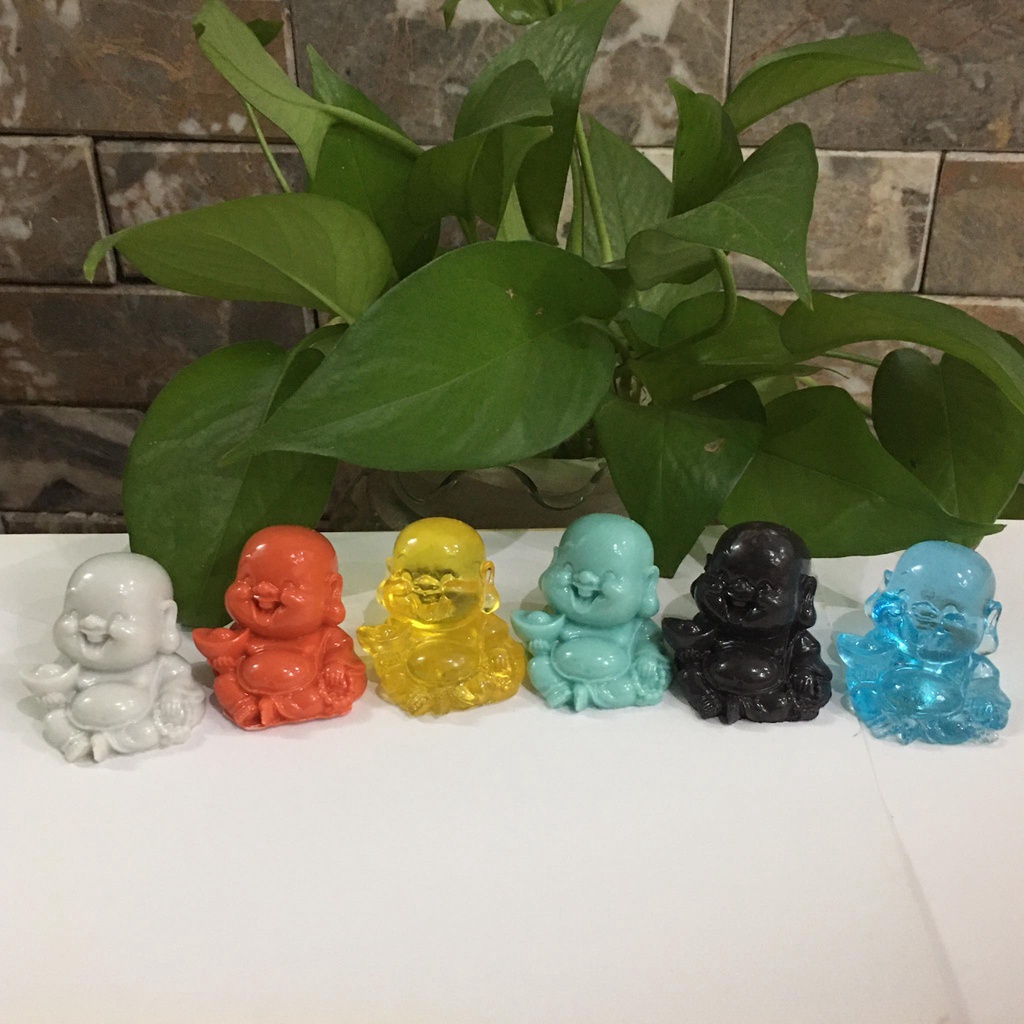 Bộ 6 tượng phật di lặc mini mang thỏi vàng may mắn
