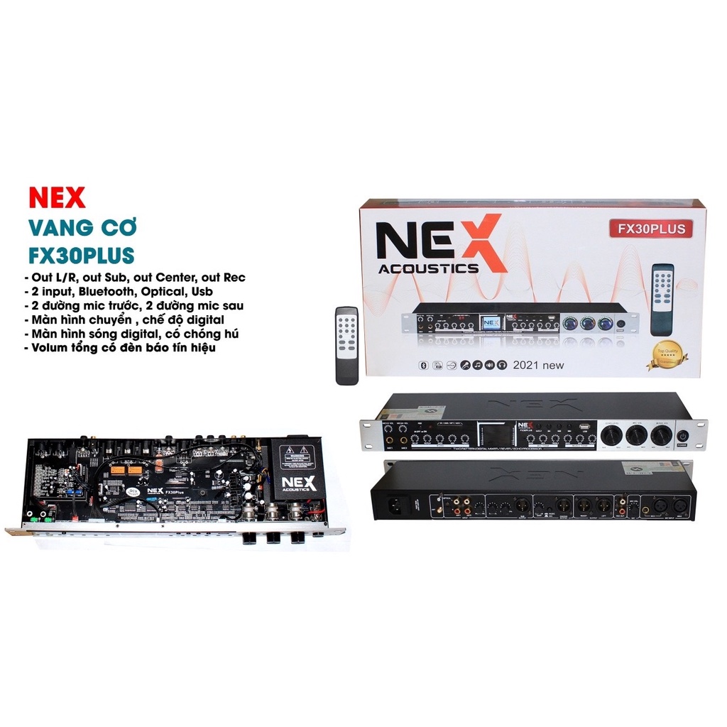 Vang Cơ Nex Fx30 Plus, thiết bị xử lý âm thanh thế hệ mới , Kết Nối Bluetooth, Chống Hú. Âm Thanh Tiêu Chuẩn