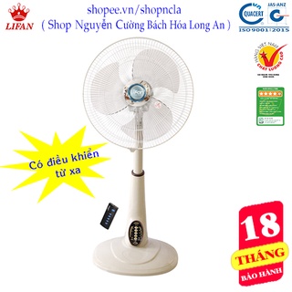 Quạt lở nhựa, có điều khiển từ xa, dùng remote Lifan, thiết kế kiểu dáng sang trọng, quạt êm, 3 cánh 45W model Ql-216RC