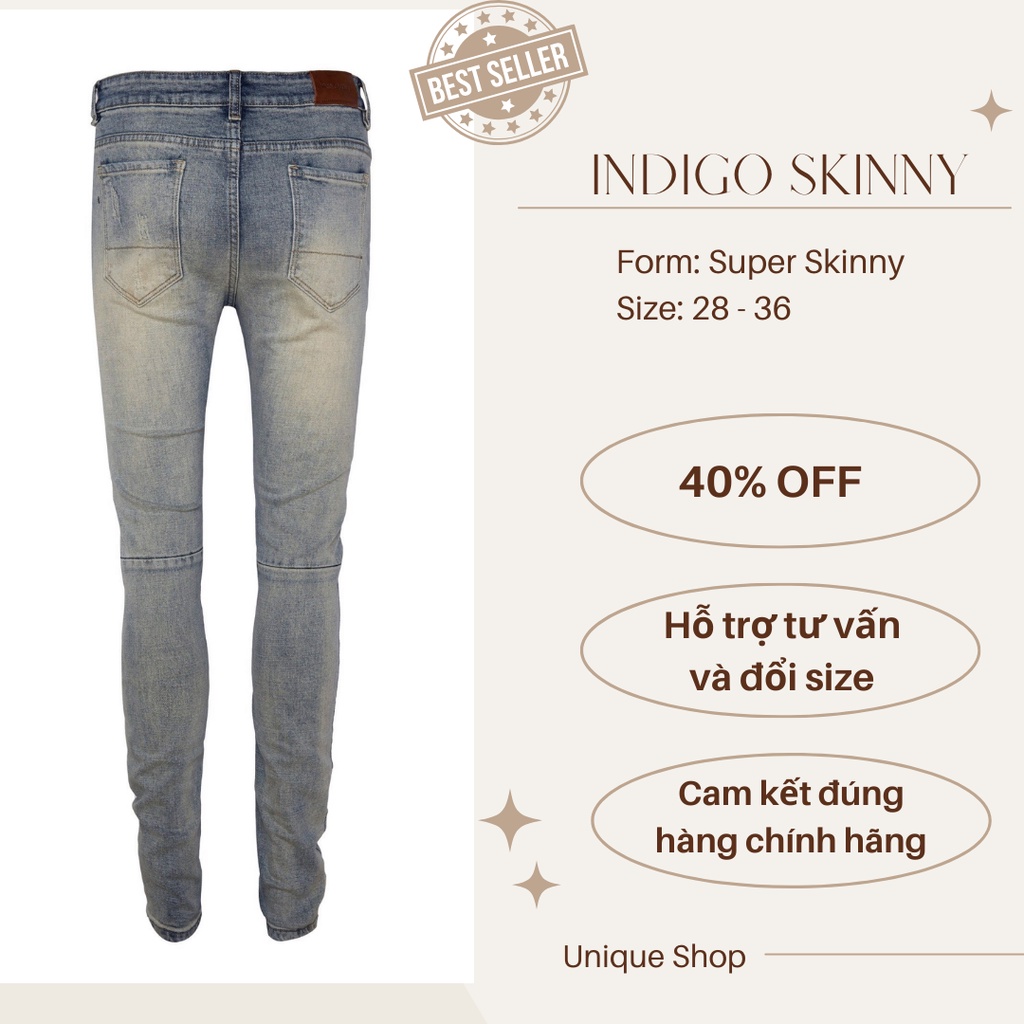 Quần Jeans nam nhập khẩu dáng Skinny | Indigo Skinny Jeans