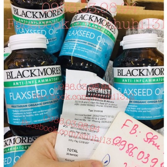 Tinh Dầu Hạt Lanh Blackmores Flaxseed Oil 1000mg - 100 viên của Úc, Cung cấp omega 3-6-9 từ thực vật | BigBuy360 - bigbuy360.vn