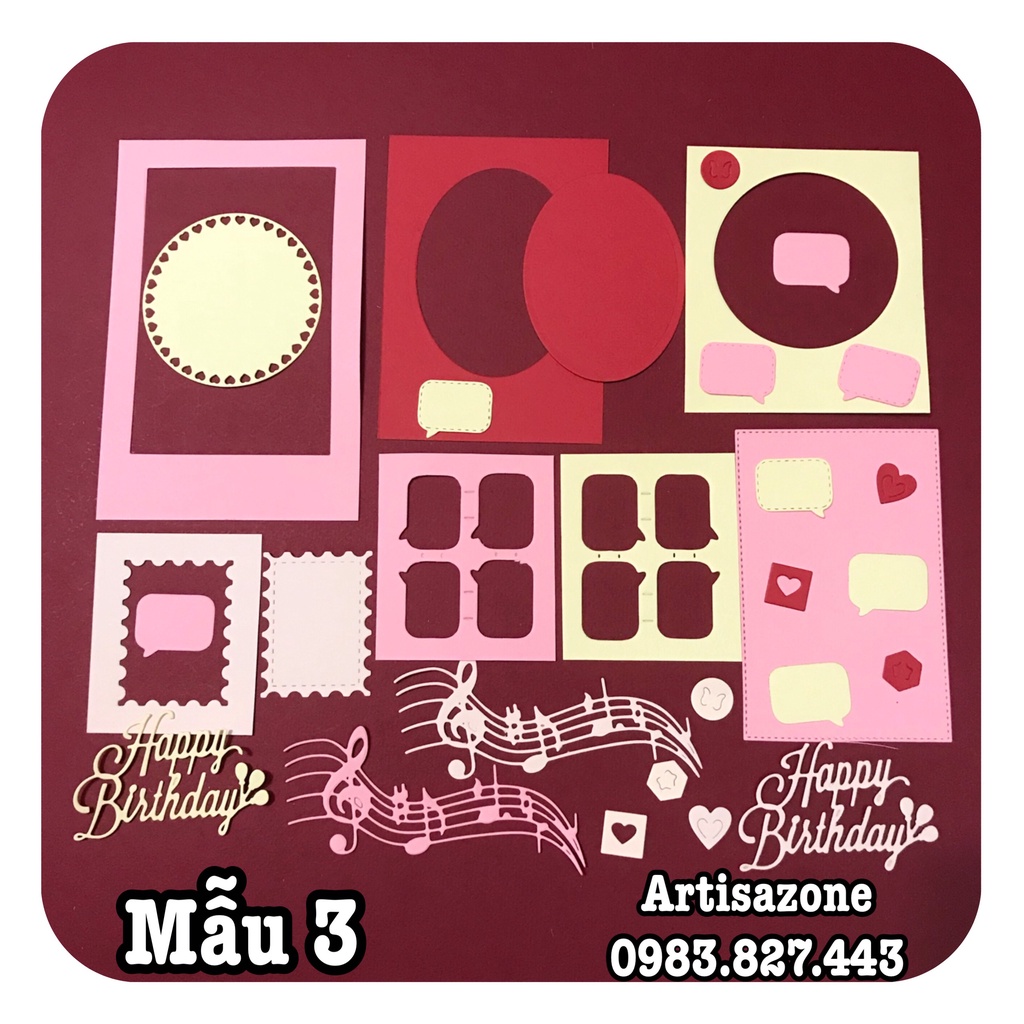 Hình dán trang trí chủ đề sinh nhật: scrapbook, album, thiệp, lovebox...