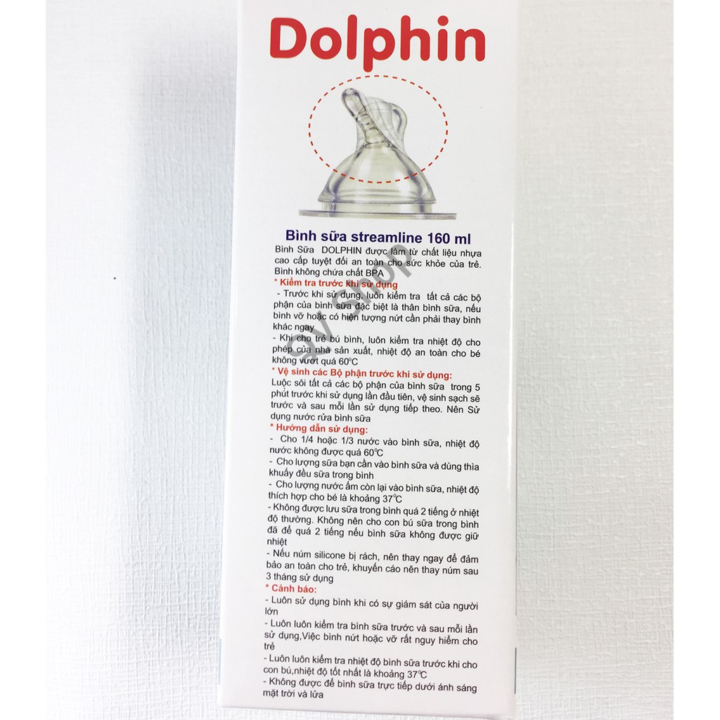 [FreeShip] Bình Sữa Streamline Cổ Rộng 160ml Dolphin - An Toàn Không BPA