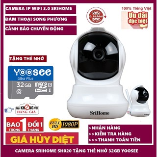 Camera ip wifi cao cấp srihome sh020 3.0 mpx siêu nét tặng thẻ 32gb yoosee