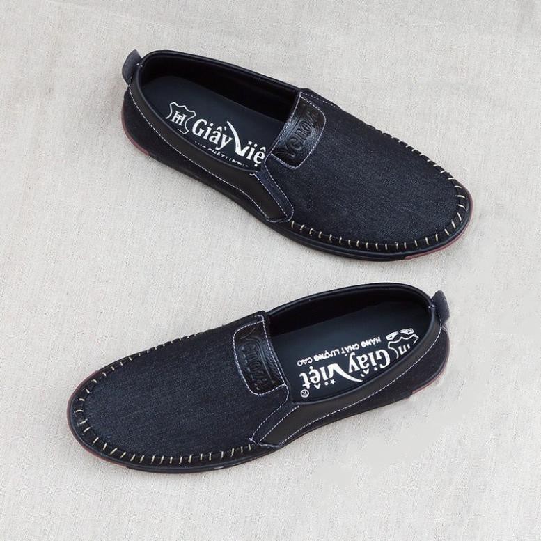 Giày lười nam chât vải bố lịch lãm 3 màu ĐEN-NÂU-KEM