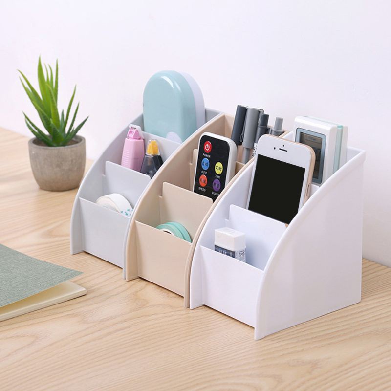 fir♞ 3 Grid Remote Control Box Cosmetics Desktop Storage Case Stand Holder Home Office Stationery Phone Organizer