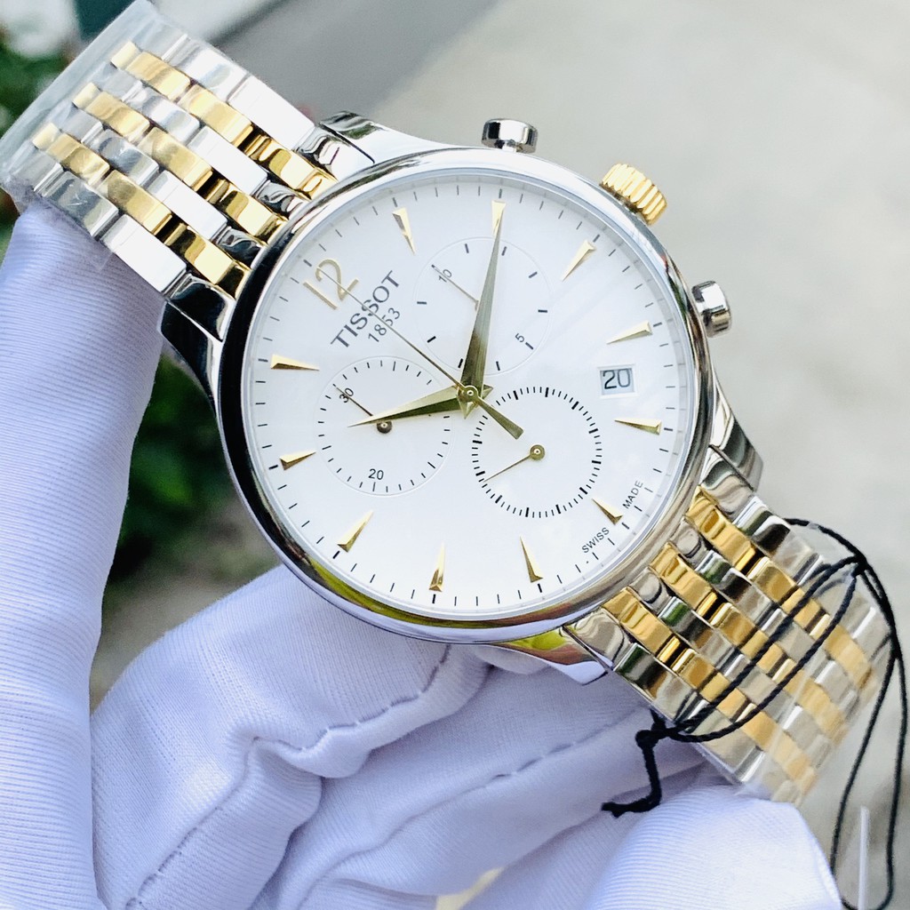 Đồng hồ Nam chính hãng Tissot 1853 Chronograph T063.617.22.037.00 Size 42,Mặt trắng,Lịch-Máy Pin-Dây kim loại cao cấp
