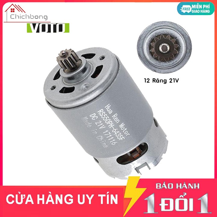 Motor thay thế máy khoan Pin VOTO DC RS550 21V 19000rpm, Motor 550 12 răng 21V (FREE SHIP)