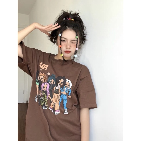 Áo thun unisex POP Treminal màu nâu overversize vải cotton có sẵn - A052
