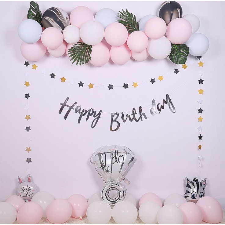 [GÌ CŨNG RẺ] Combo Trang Trí Sinh Nhật Bóng Chữ Happy Birthday (Tặng bơm+Keo dán)