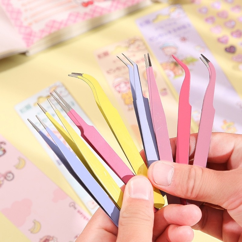 Mr.paper 12 Kiểu 1/2 Gói Nhíp Màu dễ thương Macaron Nhíp bỏ túi Sáng tạo Thẳng khuỷu tay Túi dán Kẹp