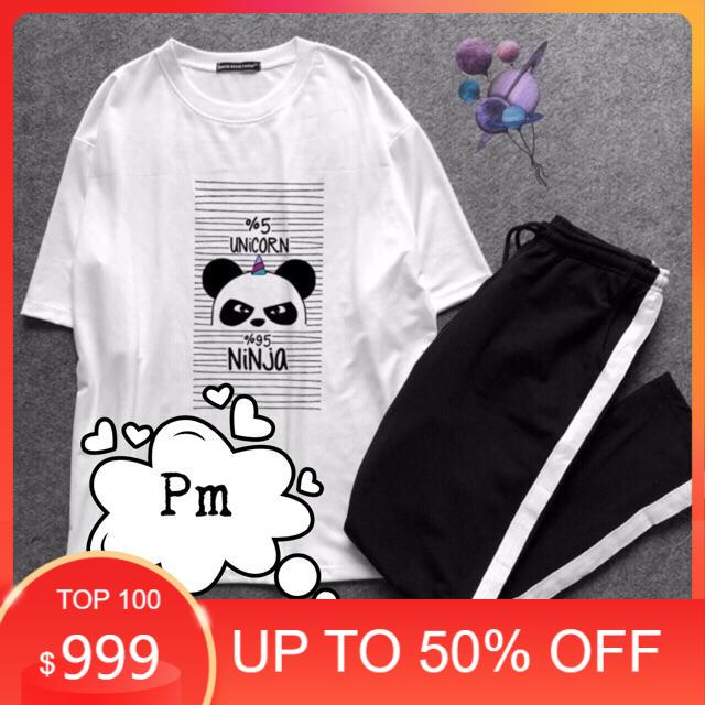 Sét áo NINJA +quần một sọc T&amp;T , Áo thun nam nữ, quần kaki, quần nữ, sét bộ mặc ở nhà MODY