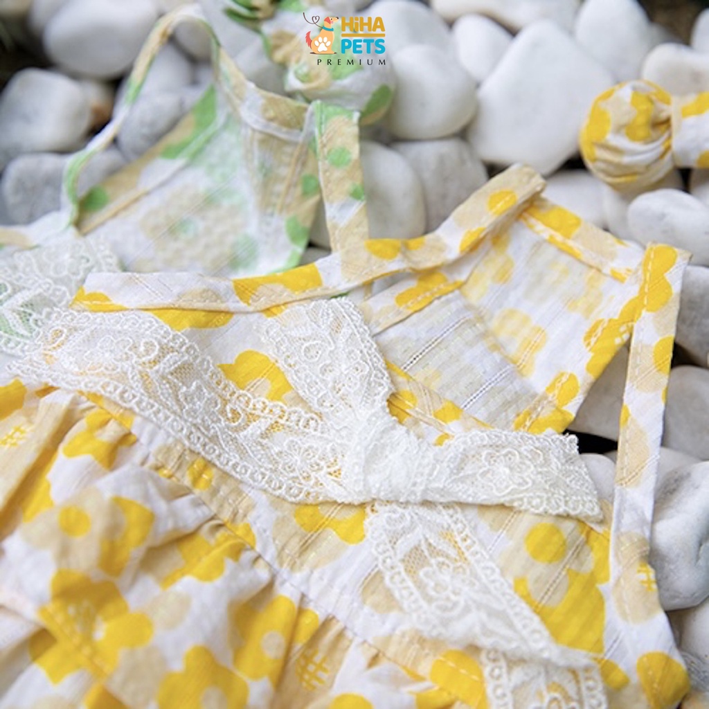 Váy Đầm Có Kẹp Tóc Đi Kèm Dành Cho Cún Mèo Quần Áo Thú Cưng Thời Trang Cao Cấp Hàn Quốc Hihapet.