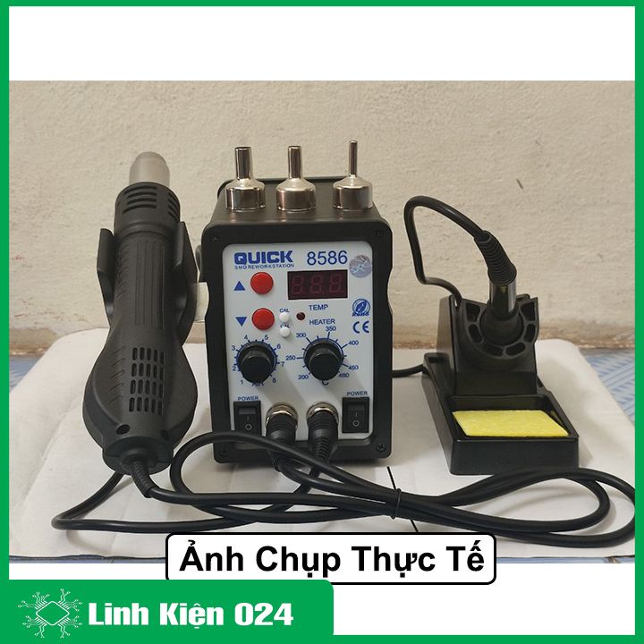 Máy hàn khò điện tử QUICK 8586 2 trong 1 điện áp 220V chỉnh nhiệt công nghệ mới