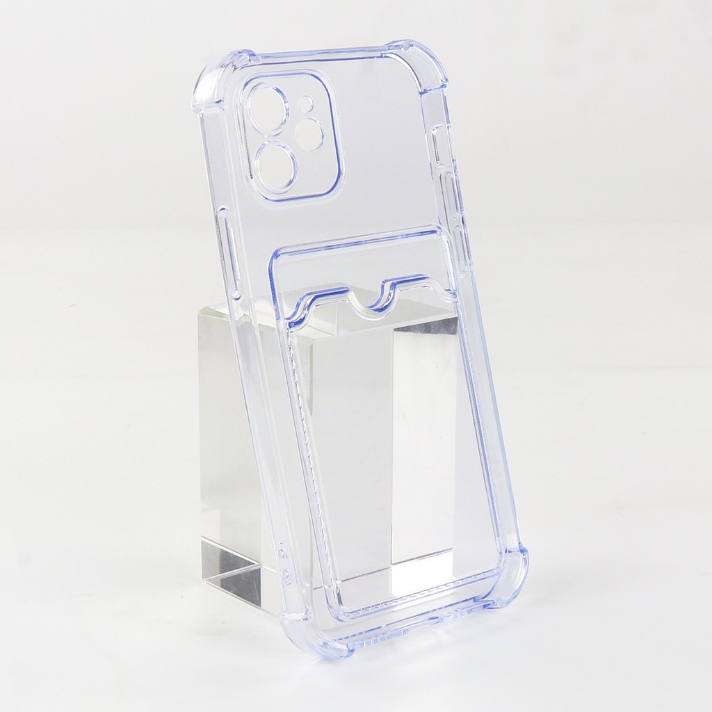 Anti-drop transparent TPU phone case with card holder for iPhone12 11 Pro Max XR XS X i8 Plus i11