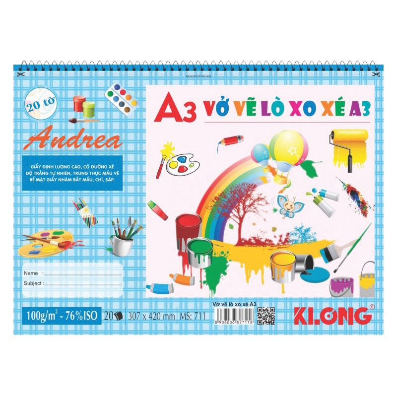 Vở vẽ lò xo xé A3 - 20 tờ KLONG MS: 711