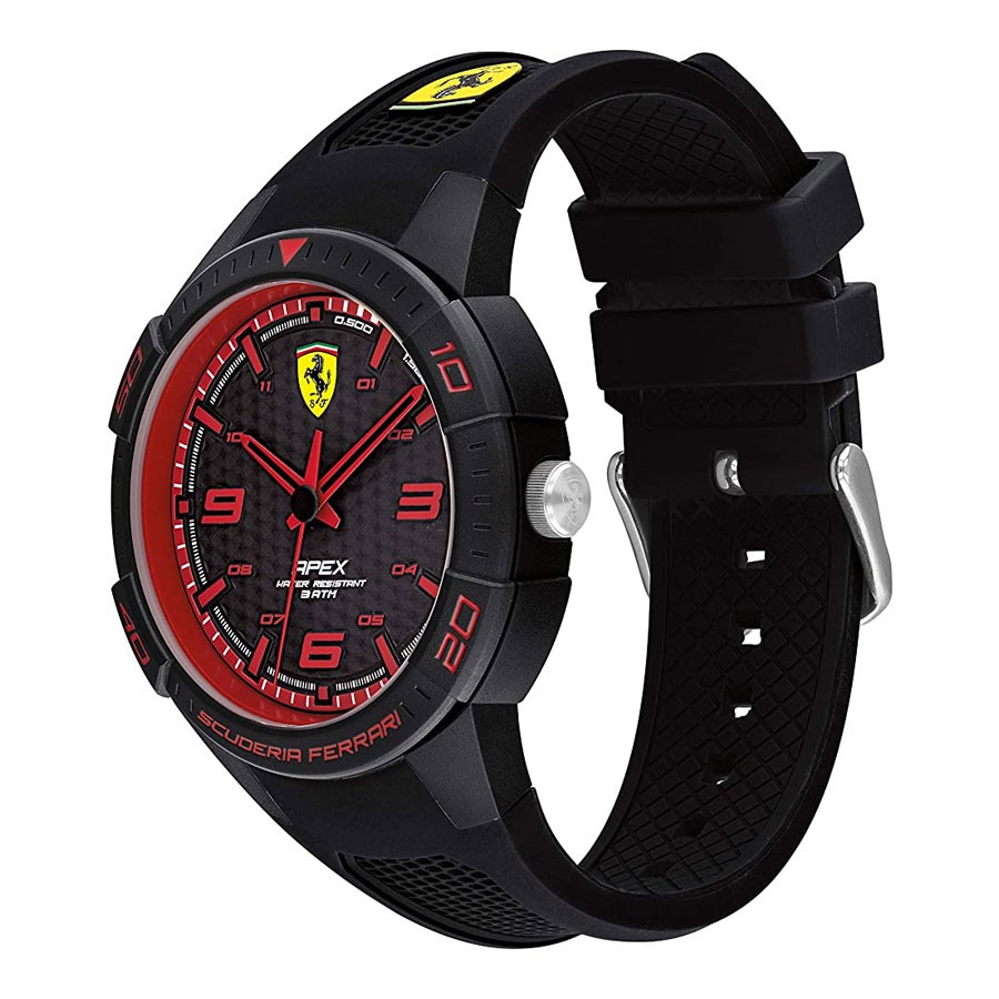 Đồng Hồ Ferrari Nam Dây Cao Su Pin-Quartz 0830747 - Mặt Đen (44mm)