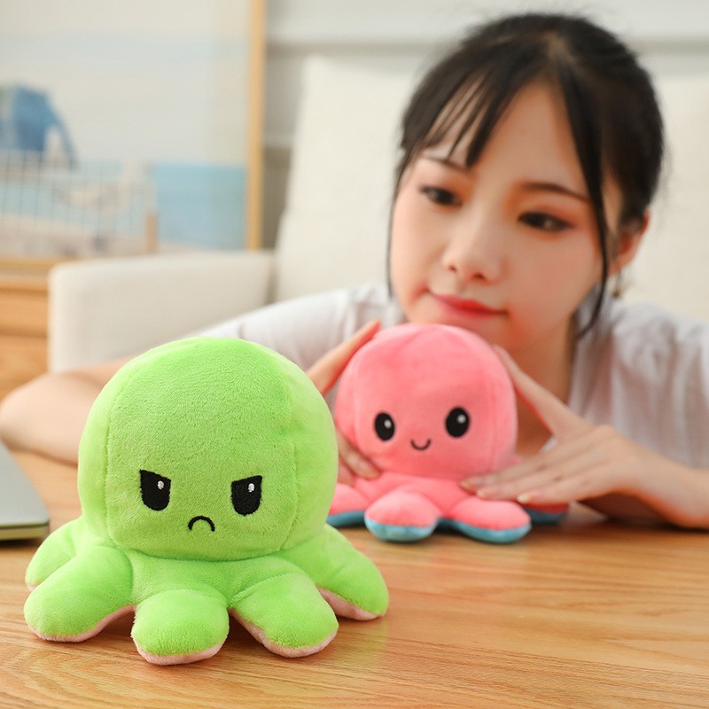 Bạch Tuộc Nhồi Bông 2 Mặt Cảm Xúc Nhiều Màu Tùy Chọn Kích Cỡ 20cm