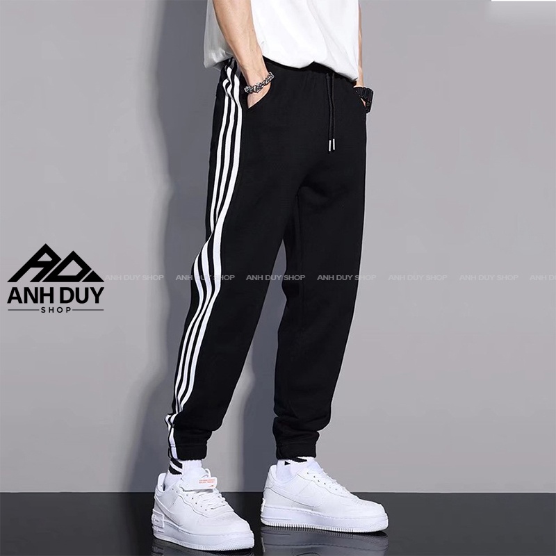 Quần Jogger Nam Nữ 3 Sọc Thun Phong Cách Thể Dục Thể Thao Năng Động Cá Tính Unisex ANH DUY SHOP JGV23