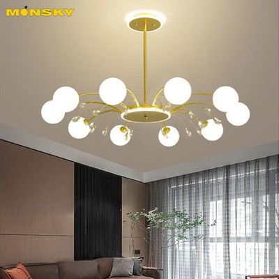 Đèn chùm MONSKY DESMU phong cách sang trọng, hiện đại loại 10 bóng cao cấp - kèm bóng LED chuyên dụng.