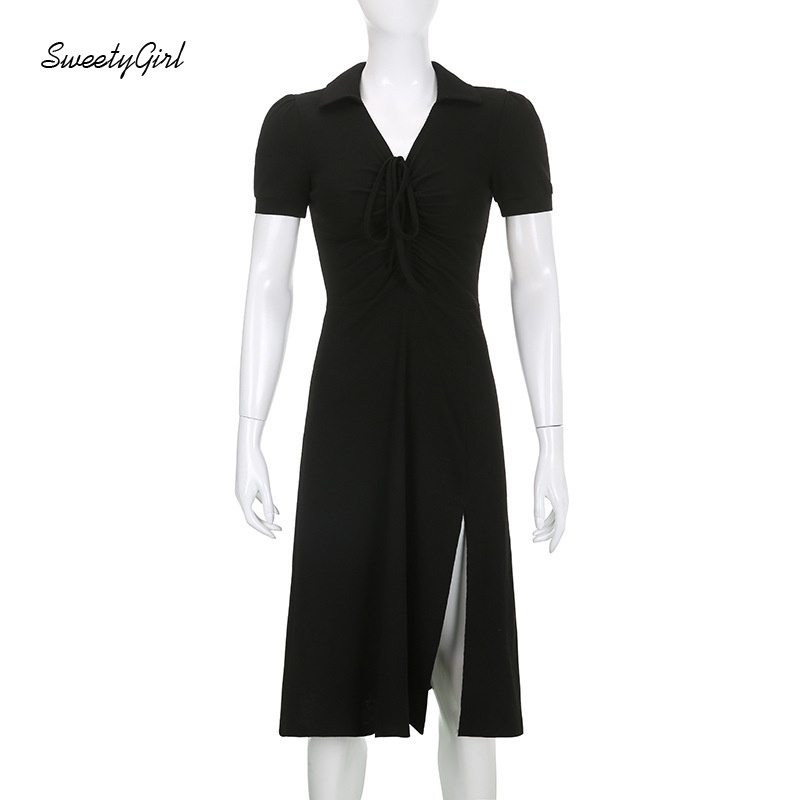 Đầm Midi Tay Ngắn Cổ Chữ V Dáng Ôm Màu Trơn Thời Trang Quyến Rũ Cho Nữ 2022