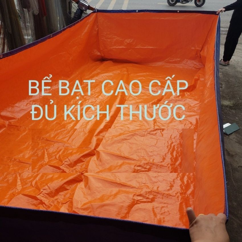 BỂ Bạt NUÔI CÁ, ỐC, LƯƠN , hồ bơi trẻ em loại Pvc Xanh cam - đã gia công