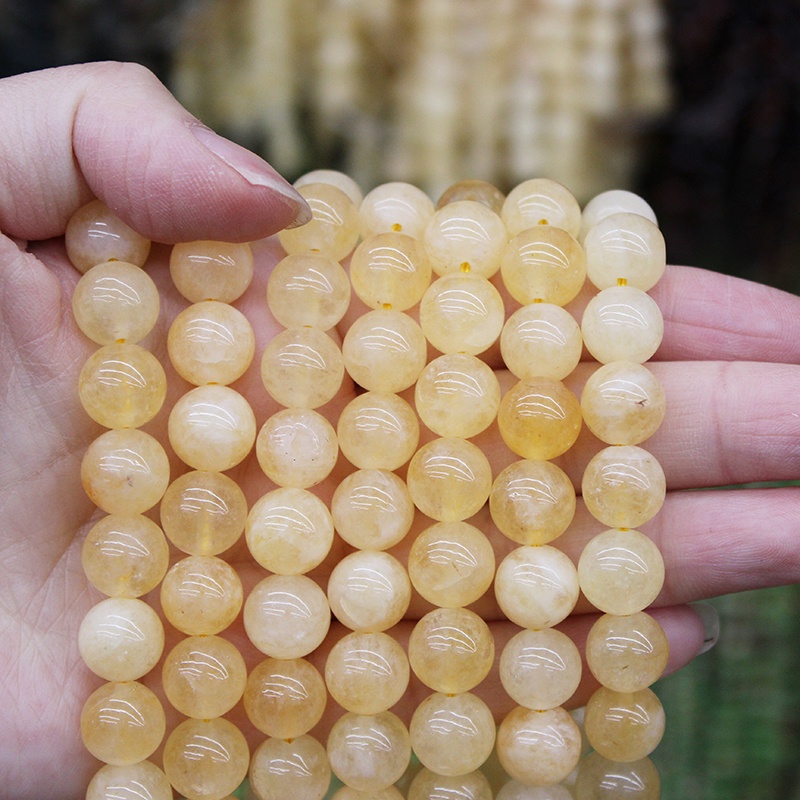 DIY Imitation yellow Topaz round beads 6-10mm for making accessories