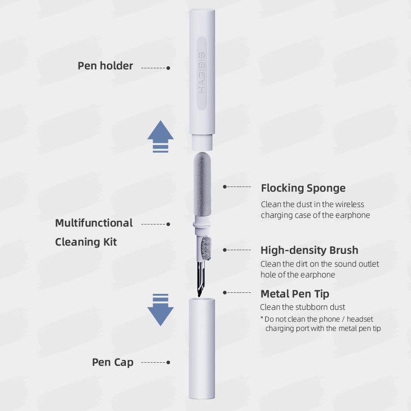 Bút vệ sinh làm sạch tai nghe bluetooth HAGIBIS cho Airpods Pro 1 2 3 Huawei Samsung Mi