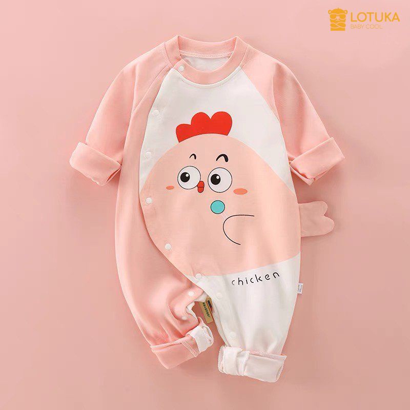 Bodysuit Cho Bé LOTUKA Cúc Chéo Tiện Lợi, Bộ Liền Thân Dài Tay Thu Đông size 3-12kg