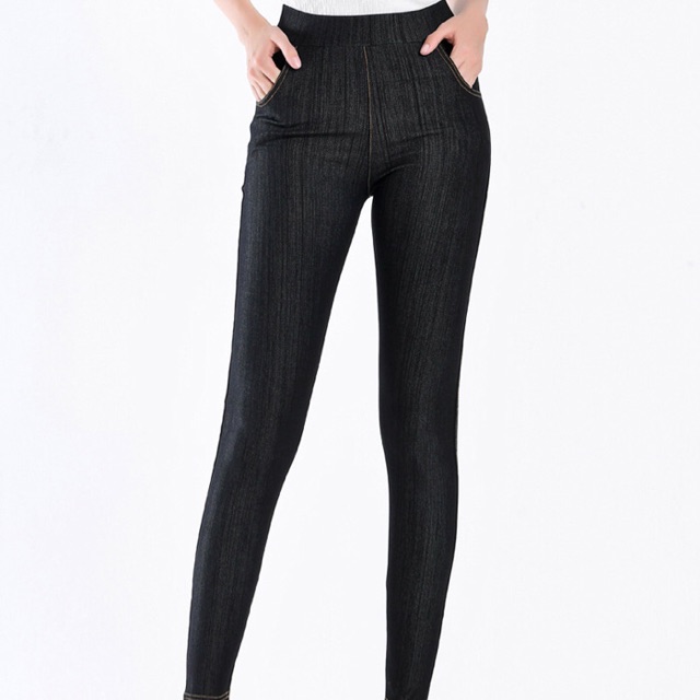 Quần legging thun giả jean big size viền vàng size lớn 65-90kg