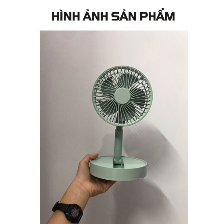 Quạt Tích Điện Gấp Gọn - Quạt Mini Để Bàn Xoay 180 Độ, 3 Tốc Độ Gió, Cổng Sạc USB, Pin 1200mAh - Bảo hành 1 đổi 1