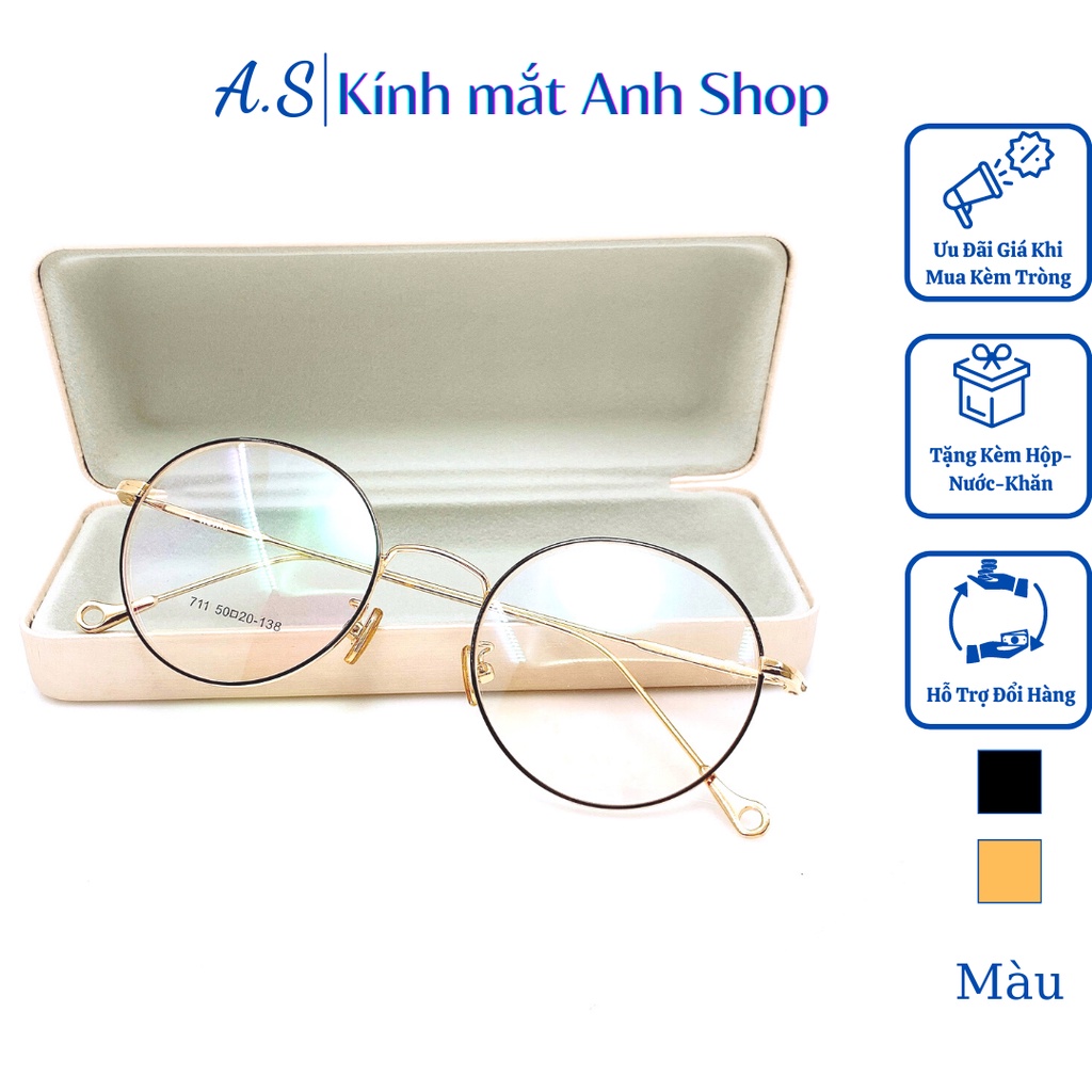 Kính tròn thời trang nam nữ chất liệu kim loại kiểu dáng trẻ trung 711