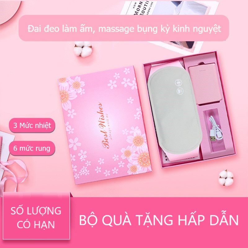 Đai sưởi ấm massage bụng ✨FREE SHIP✨ Đai chườm ấm massage giảm đau bụng kinh