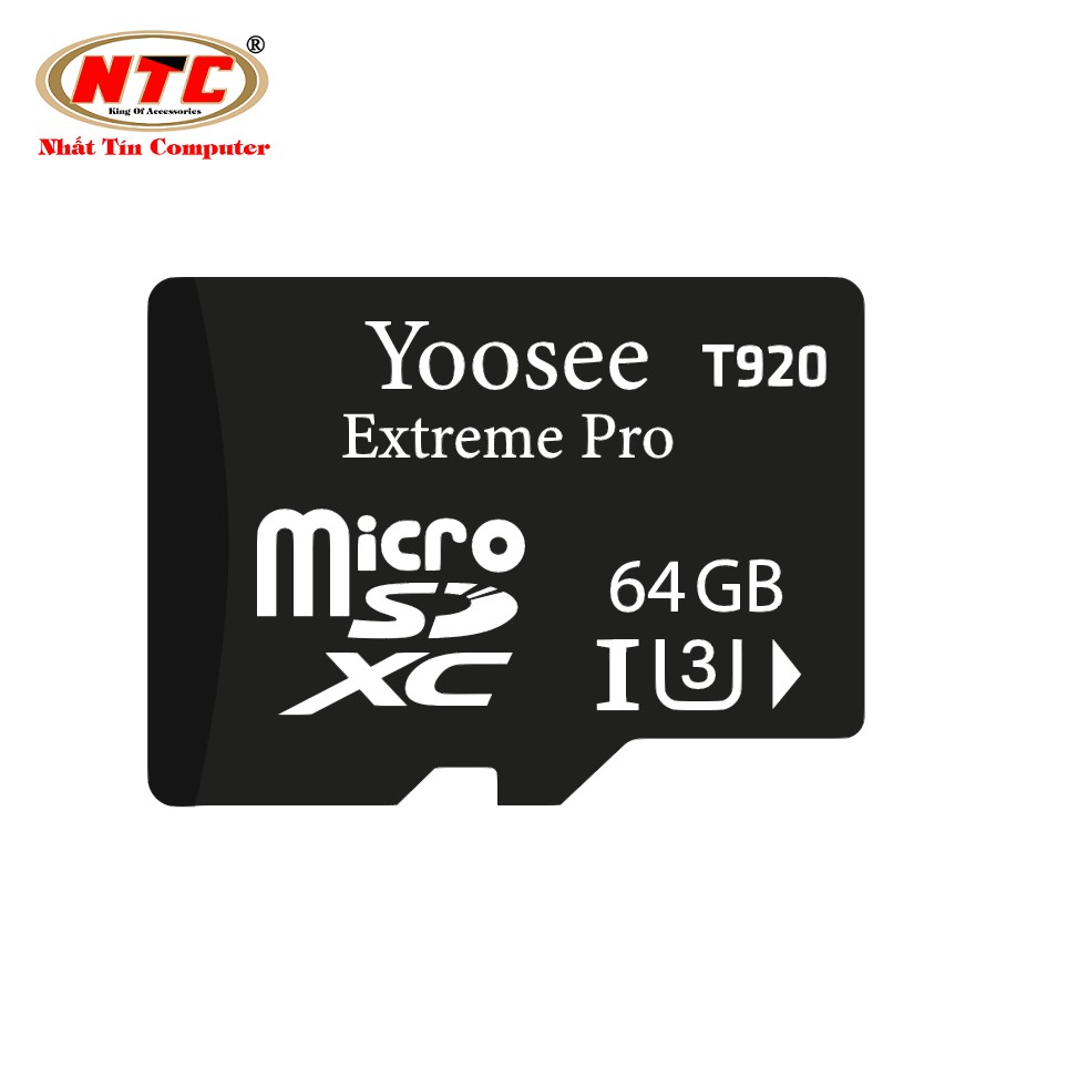 Thẻ nhớ microSDXC Yoosee Extreme Pro T920 64GB UHS-I U3 4K 95MB/s (Đen) - chuyên camera và điện thoại