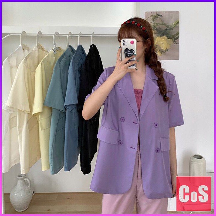 Áo blazer ngắn tay thời trang hàn quốc - áo blazer nữ tay ngắn túi hộp phong các Hàn Quốc dễ phối đồ