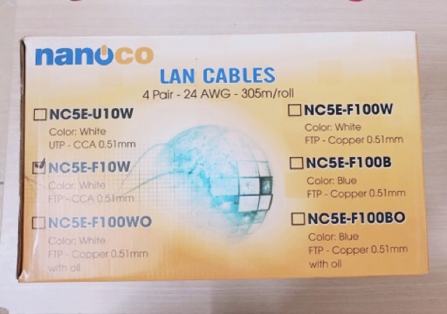 Dây mạng 5m bấm 2 đầu CAT 5E NANOCO , kết nối wifi