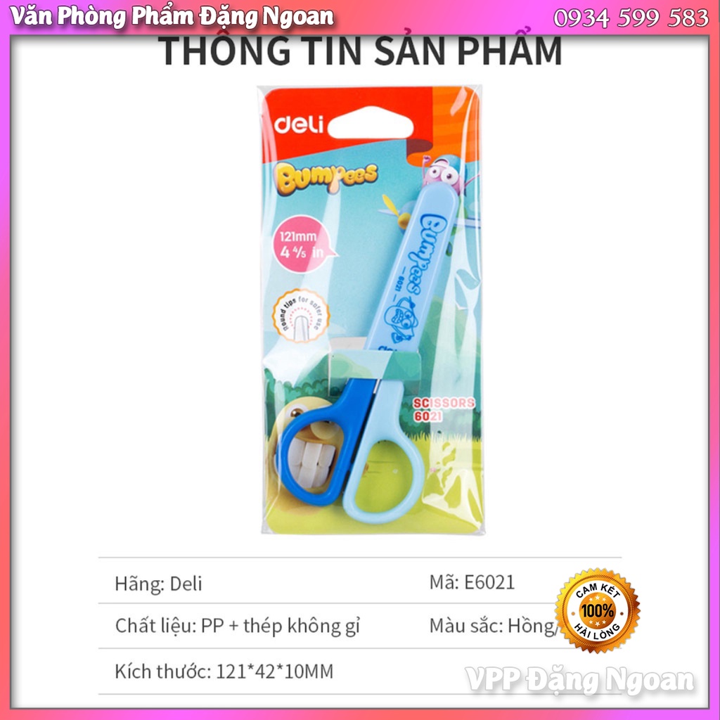 Kéo học sinh 121mm Deli - Hồng/Xanh - 1 chiếc - E6021 - VPP Đặng Ngoan