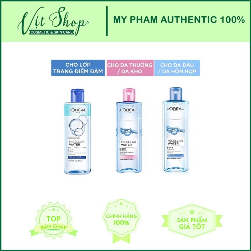 Nước tẩy trang Loreal - L'Oreal Paris 3-in-1 Micellar Water