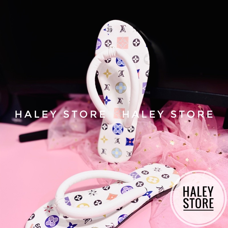 Dép kẹp HALEY STORE ống to mũi tròn hoạ tiết xinh xắn bò sữa hotrend phong cách teen tiểu thư đi chơi đi dạo đi biển