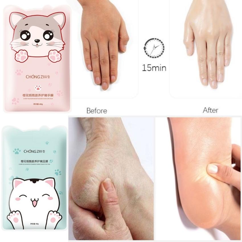 Mặt Nạ Tay Chân Hình Mèo Hỗ Trợ Dưỡng Ẩm và Làm Trắng Da MOLYNA